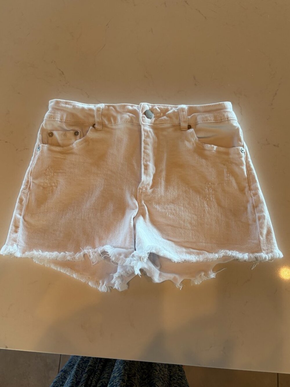 Tractr Girls 14 White Denim Shorts Raw Frayed Hem Stretch Jean Cutoffs